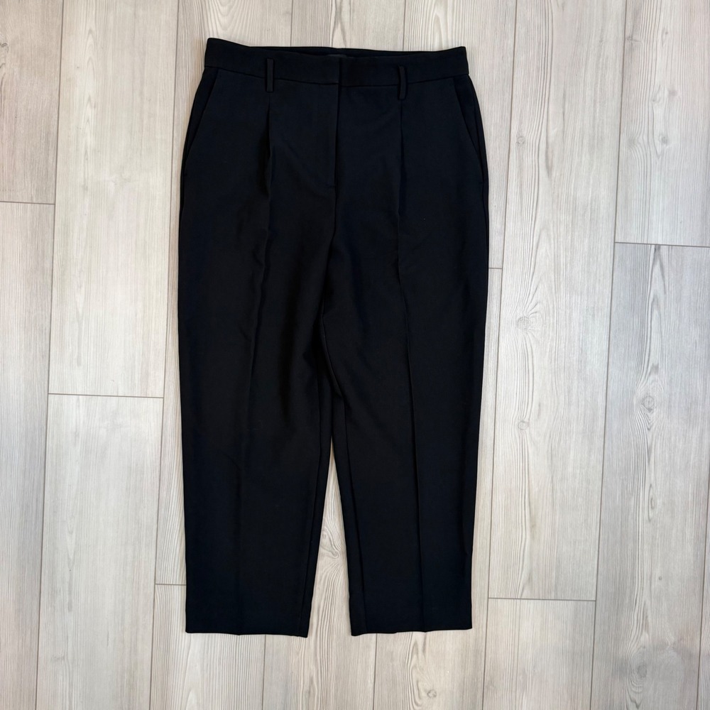 Ann Taylor Black Pleated Ankle Pants High Rise Trousers Size 12 610054